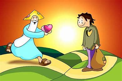 Dios Padre le lleva un corazón a un pobre que no tiene corazón y estaba llorando