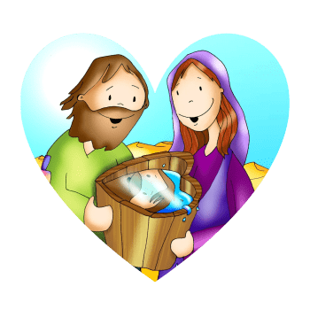 Están Jesús y María sosteniendo un balde de agua que refleja la cara de Jesús